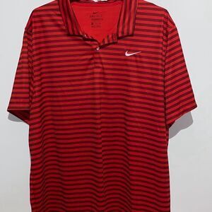 Nike Men's Red Dri-Fit Stripe Short Sleeves Standard Fit Polo Shirt Size 2XL